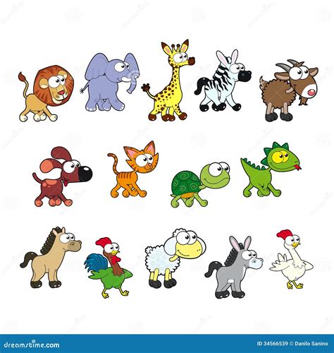 Group of funny animals. stock vector. Image of illustration - 34566539