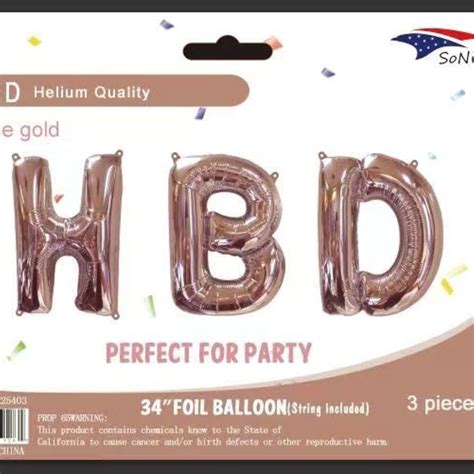 34'' ROSE GOLD HBD BALLOON BANNER - QUALITY WHOLESALE