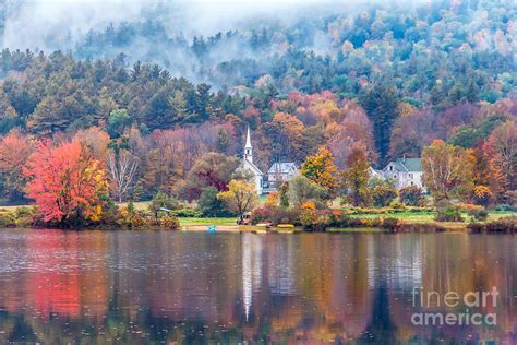 Crystal Lake Autumn Fog Photograph by Susan Cole Kelly