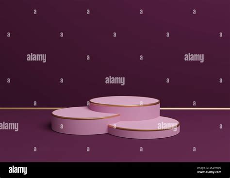 Dark magenta, purple 3D rendering simple product display with three ...