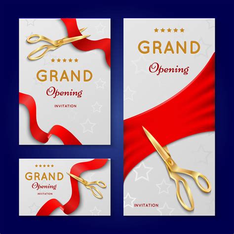 Ribbon cutting with scissors grand opening ceremony vector invitation By Microvector | TheHungryJPEG