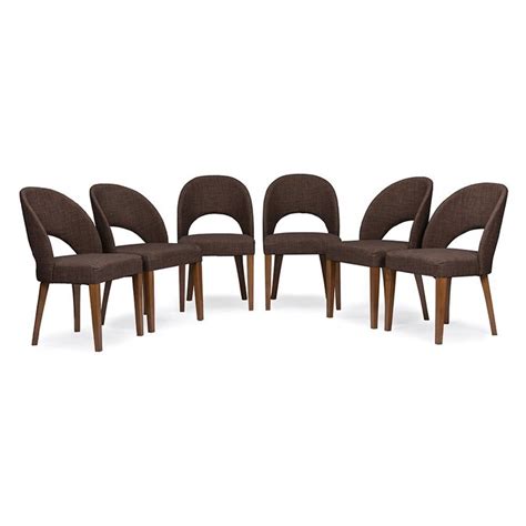 Baxton Studio Lucas Walnut 7-Piece Dining Set with Dining Table in the Dining Room Sets ...