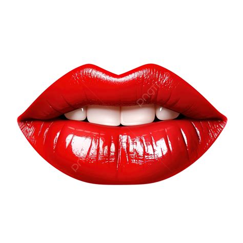 Glossy Bright Red Lips Smiling, Red Lips, Smile, Glossy PNG Transparent ...