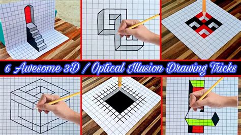 Very Easy! 6 Awesome 3D/Optical Illusion Drawing Tricks on Graph ...