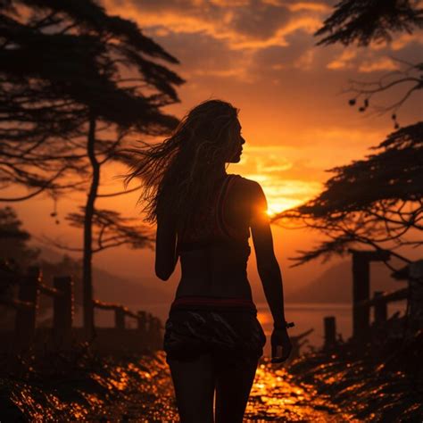 Premium AI Image | sunset silhouette running