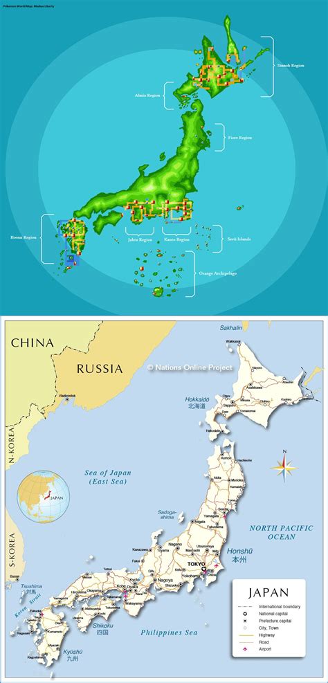 Pokemon regions on the Japan map - Maps on the Web