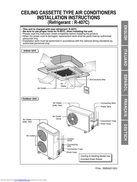 Ceiling Cassette Type Air Conditioners PDF | PDF | Pipe (Fluid ...