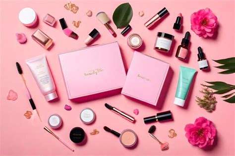 Premium AI Image | A pink box of cosmetics with the name " on it.