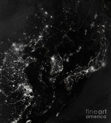 Satellite View Of The Korean Peninsula Photograph by Stocktrek Images ...