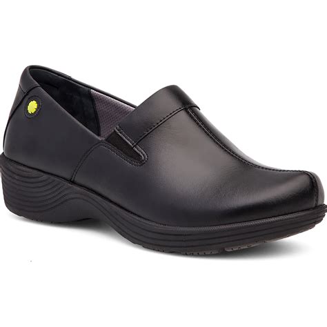 Dansko Coral Women's Black Slip Resistant Leather Work Slip-on Clogs, W0060202