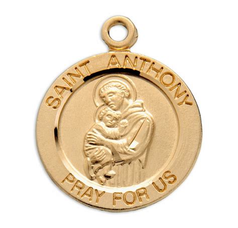 Patron Saint Anthony Round Gold Over Sterling Silver Medal - Buy ...