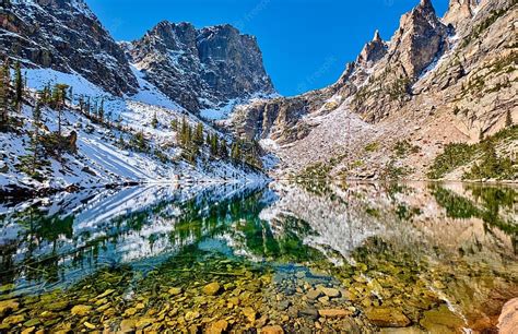 Emerald lake, winter, national park, emerald, reflection, snow, rocks, mountain, HD wallpaper ...