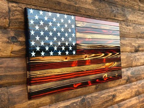 Rustic American Flag Wall Decor Rustic Wooden Color Charred | Etsy in 2020 | American flag wood ...