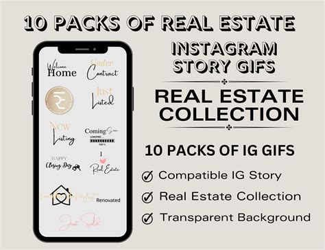 10 Pack of Real Estate Instagram Gifs, Real Estate Digital Instagram Stickers, Social Media ...