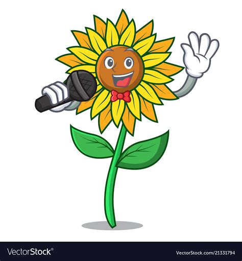 Singing sunflower mascot cartoon style Royalty Free Vector