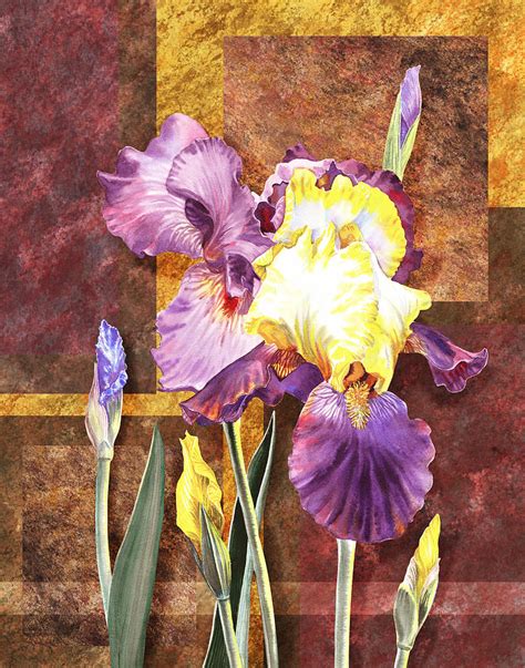 Iris Flower Decorative Art Painting by Irina Sztukowski