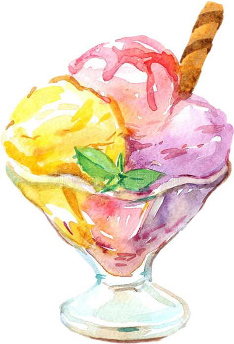 Download Watercolor Ice Cream Sundae PNG Image with No Background ...