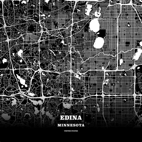 Black map poster template of Edina, Minnesota, United States. This ...