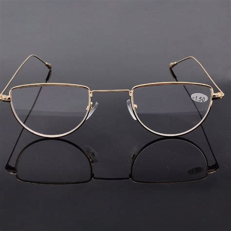 Half Moon Rimmed Reading Glasses Readers Vintage Metal 1.0 1.5 2.0 2.5 3.0 3.5 | eBay | Reading ...