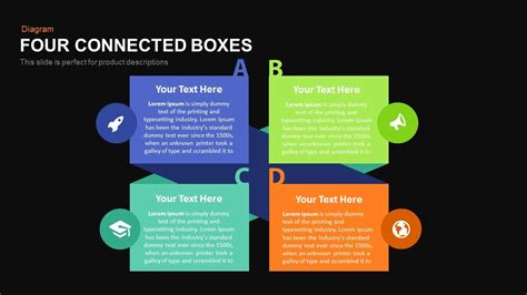 4 Connected Box PowerPoint Template and Keynote Diagram