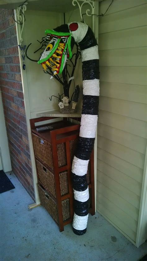 DIY Sandworm #2. Drier hose body and head frame made of wire mesh/screen and all covered in ...