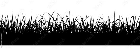 Black grass silhouette, seamless illustration. Meadow border Stock Vector | Adobe Stock