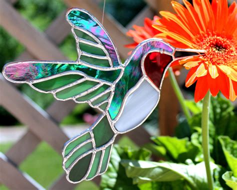 Hummingbird Stained Glass Suncatcher - Etsy | Stained glass suncatchers, Stained glass birds ...