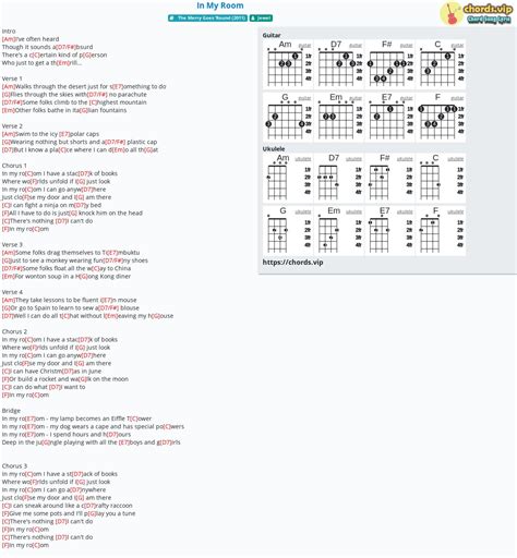 Chord: In My Room - tab, song lyric, sheet, guitar, ukulele | chords.vip