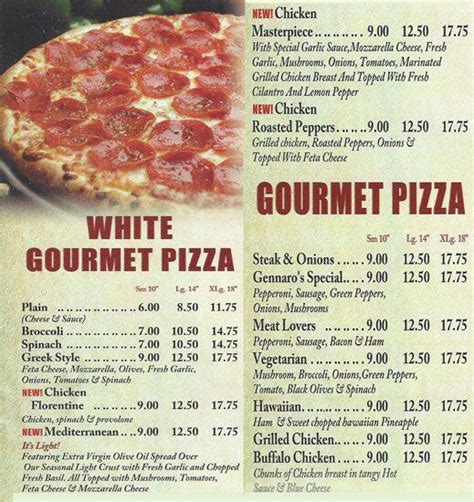 Gennaro's Famous Pizza Menu - Urbanspoon/Zomato