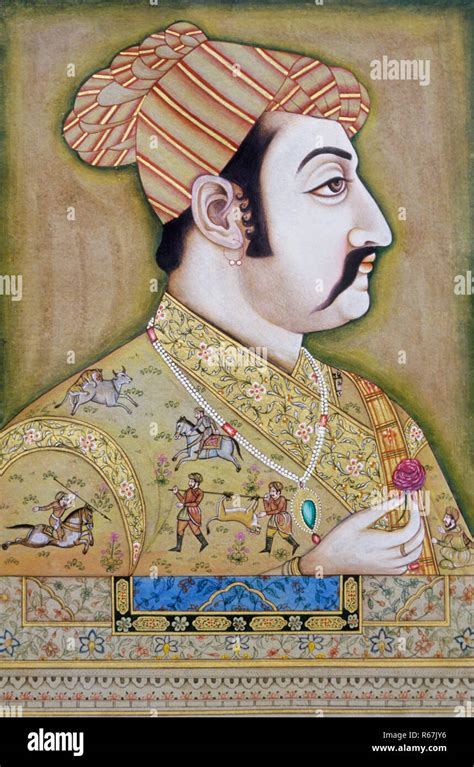 mugal Miniature painting of akbar Stock Photo - Alamy