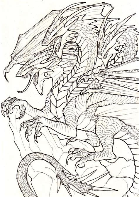 3 Heads Line Art by Ruth-Tay on deviantART | Dragon coloring page, Pokemon coloring pages ...