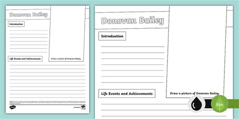 Donovan Bailey Biography Template (teacher made) - Twinkl