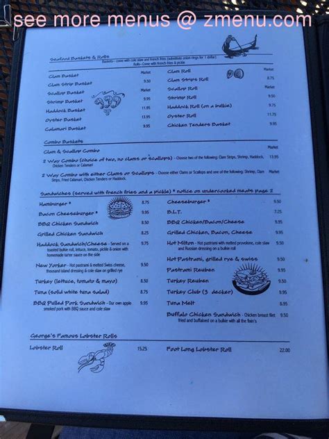 Menu at George's Seafood & BBQ, Plymouth