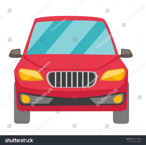 Red Car Front View Vector Cartoon Stock Vector (Royalty Free) 745116886 | Shutterstock