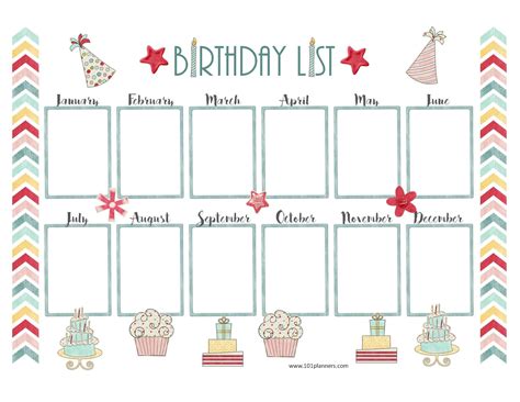 Free Birthday Calendar | Printable & Customizable | Many Designs!