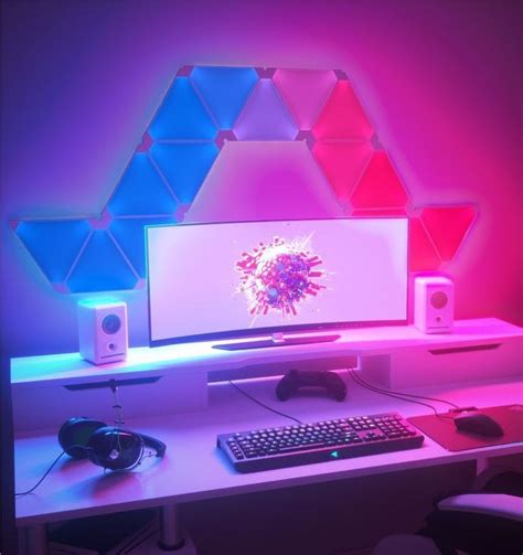 30 Cozy Game Room Ideas For Your Home - HOUSEDCR | Nanoleaf lights, Gaming room setup, Light panels