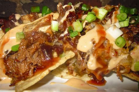 Haute + Heirloom: Title Town's Famous BBQ Nachos with Pulled Pork, Pan Fried Red Onions, Candied ...