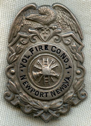 Beautiful 1910's Sterling Silver Newport News, VA Volunteer Fire Co. No ...