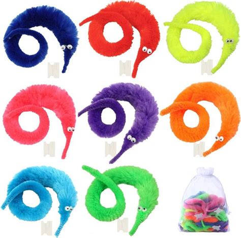 Amazon.com: LYYXLL 64pcs Magic Worm Toys, Worm On a String Magic Fuzzy ...