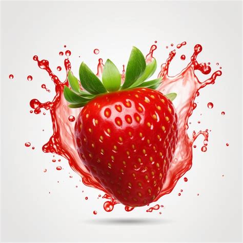 Premium AI Image | Strawberry with juice flowing splash realistic on ...