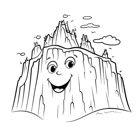 Happy Rock Coloring Page Outline Sketch Drawing Vector, Cliff Drawing, Cliff Outline, Cliff ...