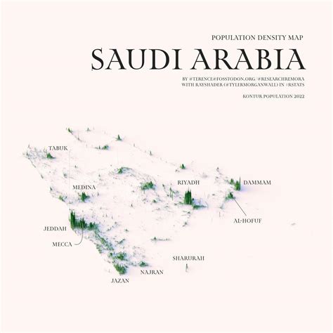 This population density map will make you think Riyadh is in the south if you aren’t familiar ...