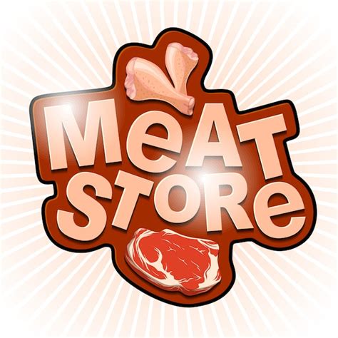 Premium Vector | Meat store logotype template. colorful sticker design.