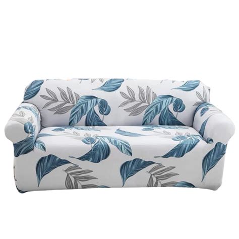 Couch Covers Stretch Material - Grey with Blue Leaf | Shop Today. Get it Tomorrow! | takealot.com