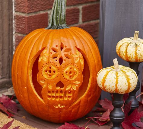 Use Our Free Sugar Skull Pumpkin Pattern to Easily Carve an Elaborate ...