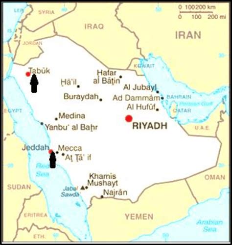 Map of Saudi Arabia illustrating the geographical position of Tabuk and ...