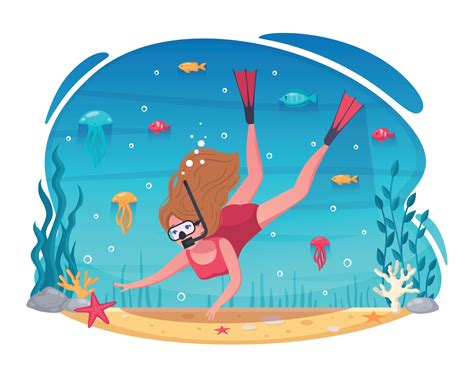 Diving Cartoon Composition 3296012 Vector Art at Vecteezy