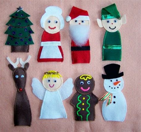 Merry Christmas Felt Finger Puppets on Etsy, $15.50 | christmas | Finger puppets, Felt finger ...