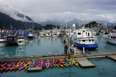 Harbour in Valdez, Alaska stock image. Image of mountain - 217978789