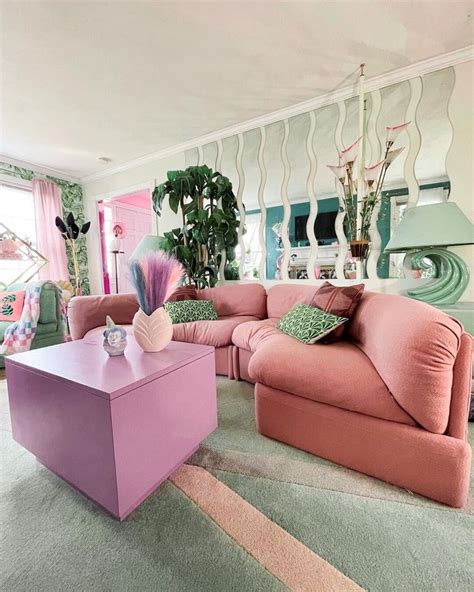 80s Living Room, Pink Couch Living Room, Colourful Living Room, Living Room Decor Apartment ...